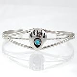 Bear Paw Cuff Bracelet in Turquoise and Sterling Silver, #11314