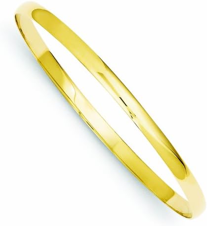 Genuine 14K Yellow Gold 4mm Solid Polished Half-Round Slip-On Bangle 8 Grams Of Gold 100% Satisfaction Guaranteed.