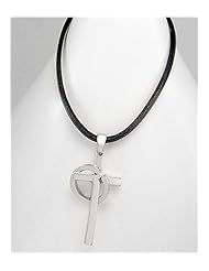 Black Cross Leather Necklace