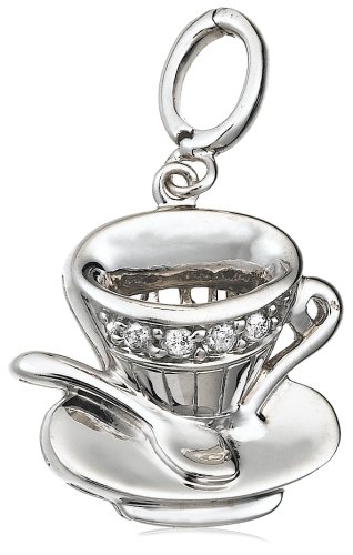 Sterling Silver Diamond Tea Cup Charm