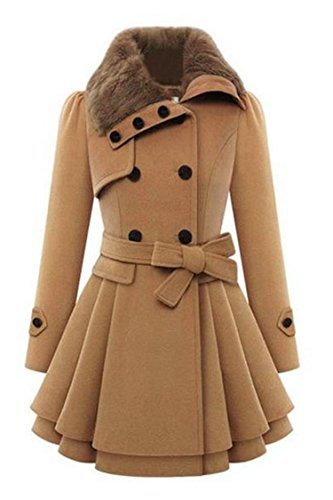 Zeagoo women long sleeve faux fur lapel double-breasted…