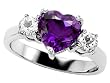 2.60 cttw 925 Sterling Silver 14K White Gold Plated Genuine Heart Shape Amethyst Engagement Ring - Gold Plated Silver