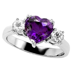 2.60 cttw 925 Sterling Silver 14K White Gold Plated Genuine Heart Shape... by