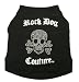 Dog Shirt - Metallic Foil Letters Rhinestone Accents Clear Skull and Crossbones Rock Dog Couture - X - Small (XS)
