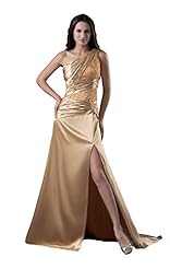 One Shoulder  Beaded Silk Evening Dress  With Ruffles