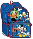 Walt Disney Mickey Mouse Large Backpack with Detachable Lunch Bag and Mickey Bifold Wallet Set