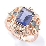 14K Rose Gold Iolite, Alexandrite & Diamond Ring