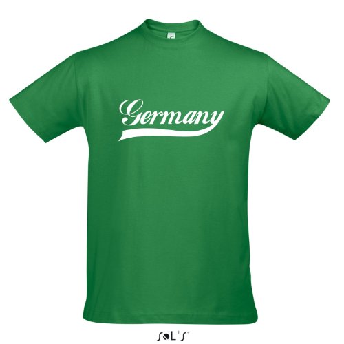 T-Shirt Deutschland Oldschool Germany LÄNDERSHIRT EM / WM FAN Trikot S-XXL , Kelly green – weiß , L