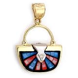 14K GOLD DIAMOND MOTHER OF PEARL PURSE HANDBAG CHARM