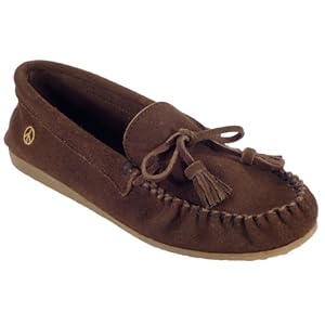 Buy PEACE MOCS Doris Ladies Suede Fringe Moccasins Shoes Casual Tribal Tassels Chocolate Brown by Peace Mocs