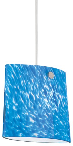 Alfa Lighting P31QJ-STN-BLF 12V Ellipse Pendant with Quick Jack Adapter, Satin Nickel with Blau Fisch Shade