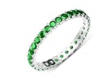 1.00cttw Natural Round Emerald (AA+-Clarity,Green-Color) U-Prong Eternity Band in 14K White Gold.