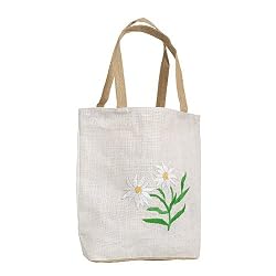 Olive N Figs White Embroidered Jute Handbag/Tote