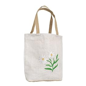 Olive N Figs White Embroidered Jute Handbag/Tote