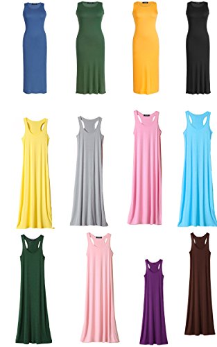 ACEVOG Women & Girl's Cotton Casual Summer Tank Sleeveless Long Maxi Dress