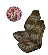 - 5 Piece Universal Fit Tan Leopard Print Front Bucket Seat Cover, Steering Wheel Cover and Shoulder Harness Seat Belt Covers