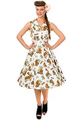 General Print Sleeveless Vintage Midi Dress 
