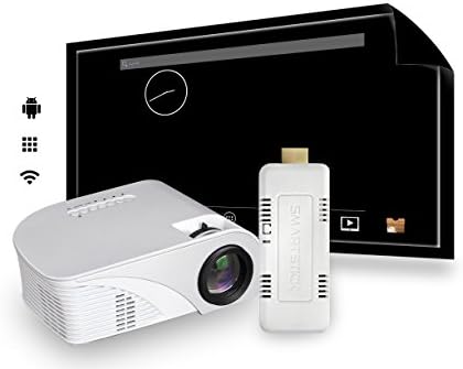 Projector Mini Portable HD Multimedia Home Theater Cinema LCD LED Video Projector COMPLETE PACKAGE with Wi-Fi SmartStick Custom Android PC Mini Computer (Custom Projection Screen Options)