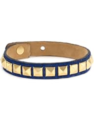 Streets Ahead Cobalt with Gold Pyramids Suede Skinny Cuff Bracelet