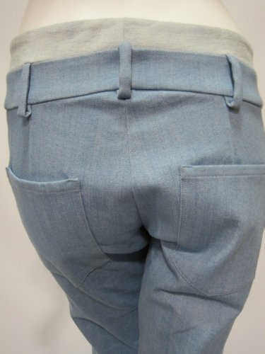 Thakoon womens denim jersey combo pants chambray 