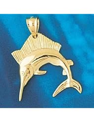 Dazzlers Solid 14k Gold Marlin Sailfish Dimensional Charm Pendant Available in three colors from jewelsberry (weights: 3.9 grams only)