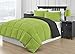 Comfy Bedding Reversible Microfiber Black & Lime Green 3-Piece Comforter Set (Queen, Black & Lime Green)