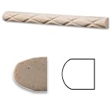 Ivory / Light Travertine Honed 1 X 12 Diamond Rope Liner Trim Molding - 4" Sample