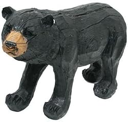 Black Bear Statue with Very Realistic Carved-Wood Look & Feel, 11-inch