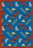 3 10 x 5 4 Joy Carpets Games People Play Collection 2000 Hook and Ladder 1415 - 03 Blue Rectangula