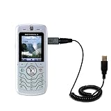 Coiled Power Hot Sync and Charge USB Data Cable w/ Tip Exchange for the Motorola SLVR L6 - Gomadic Brand