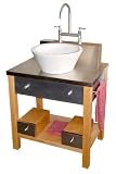 31 New York Vanity - Metro Vessel - Stainless Steel with City Faucet - Light Maple Base