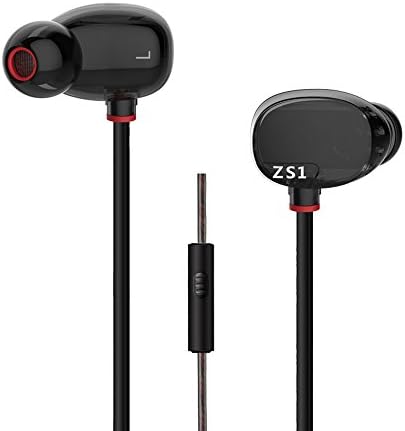 In-ear Earbud Headphones with Microphone Passive Noise Cancelling Headset Running/Exercise/Hiking/ Sweatproof Sports Earphones for iPhone/Sony/Sumsung etc ZS1 Black
