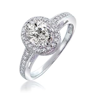 Bling Jewelry Vintage Style Oval CZ 1.5 ct Engagement Ring - Size 8