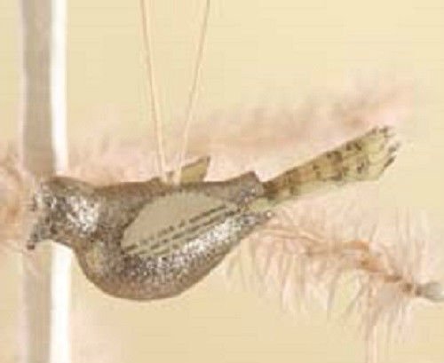 Bethany Lowe Christmas Large Glitter Glass Song Bird Ornament DA1626