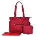 Ecosusi® Red Wine Fashion Satchel Diaper Bag Deluxe Diaper Purse Designer Hobo Style 4pc Per Set