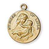 12K Gold Filled Saint Rose Medal and 18-inch Chain