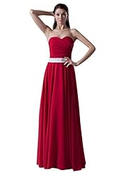 A-line Strapless Floor Length Lace Natural   Waistline Sweetheart Chiffon Bridesmaid Dress  With a Sash 