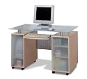 Contemporary office computer desk with frosted glass top