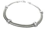 14 Karat White Gold Double-Strand Snake Bracelet, Enhanced with Four White Gold Pave Set Diamond Bars.
