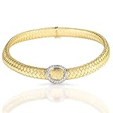 18 Kt Yellow Gold Beautiful Handwoven Diamond Pave Necklace
