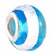 Pandora Style Charm Bead (Z178) Murano Style Lampwork Glass (14mm x 10mm) (fits Troll too) ~ Sapphire Blue with Silver Foil