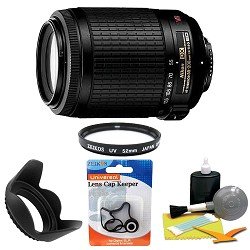 Nikon 55-200mm f/4-5.6G ED IF AF-S DX VR [Vibration Reduction] Nikkor Zoom Lens w/ Cleaning Kit, Hard Lens Hood, UV Protective Filter, Lens Cap Keeper