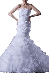 Strapless Mermaid Organza/Satin  Dress with a Cathedral Train 