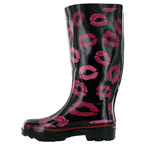 P08 Neu Schwarze Kuss Damen Gummistiefel Gr. 36-41