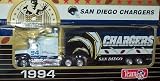 San Diego Chargers NFL Diecast 1994 Tractor Trailer Football Team Truck White Rose Collectible Car