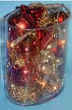Christmas Vase Oval with Lights, Balls, & Pine Cones (Gold)