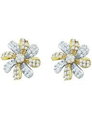 10KT Yellow Gold 0.50 CTW Diamond Flower Earring