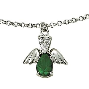 Buy Sterling Silver 5 8 Emerald May Birthstone Angel Wing Bracelet on 7 1 2 Chain by TrueFaithJewelry