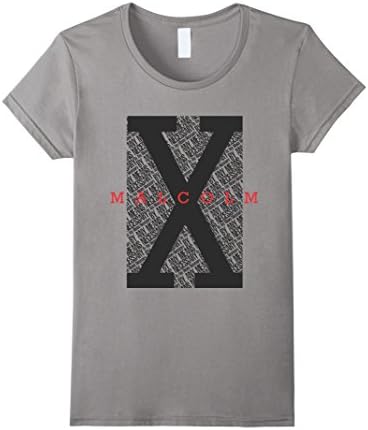 Women's Malcolm X By Any Means Necessary Typographic T-Shirt Large Slate