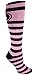 MOXY Socks Knee-High Black and Pink Striped Kettlebell Socks